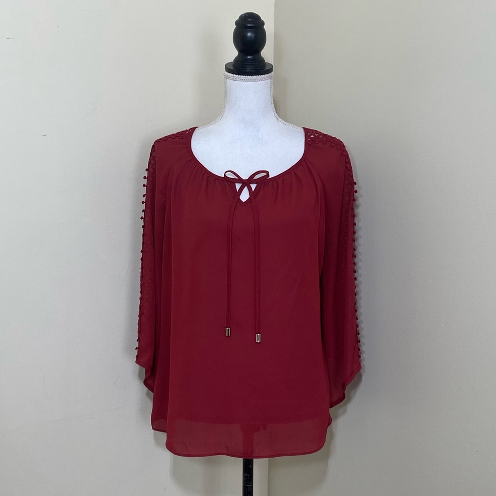 NWOT Zac & Rachel || Woman’s burgundy long-sleeved blouse size Petite Large